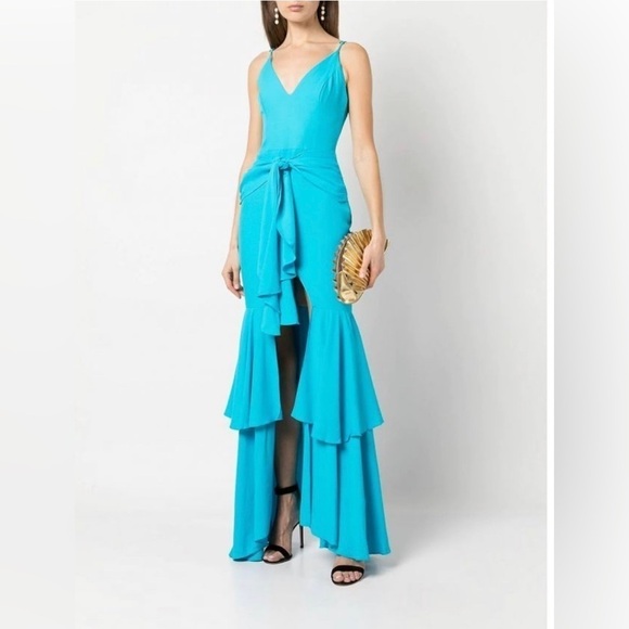 PatBo Bo ruffle maxi gown in blue NWT - Picture 4 of 10